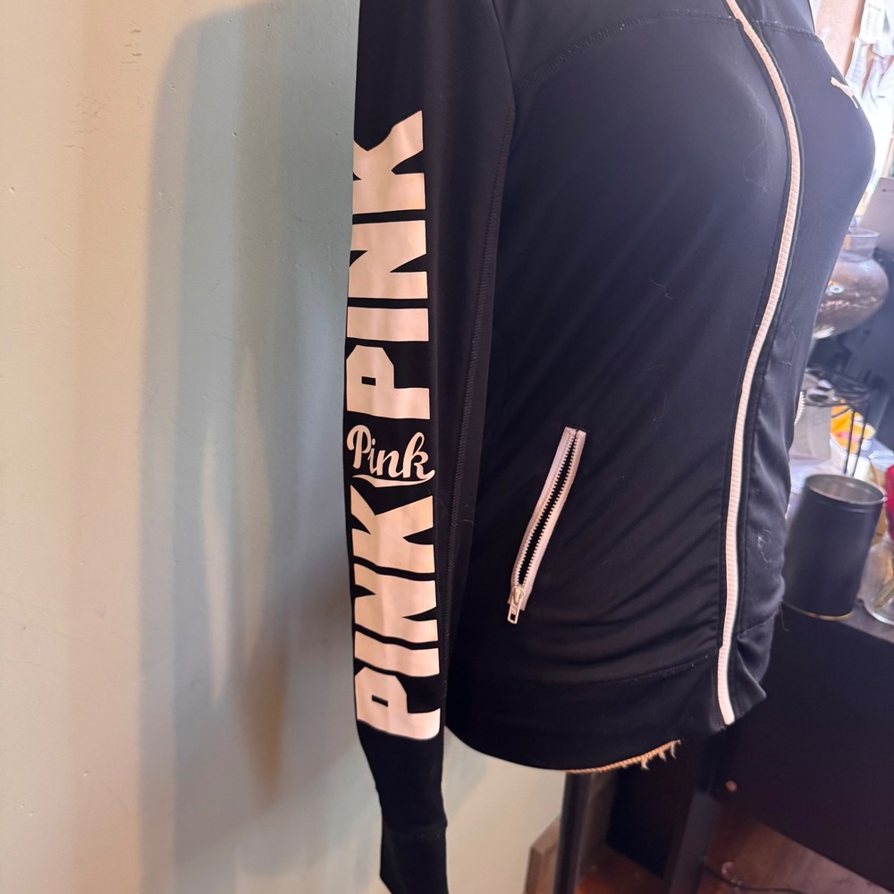 PINK Victoria's Secret Womens Ultimate Zip Up Active Track Jacket Black Size XS - Picture 4 of 6
